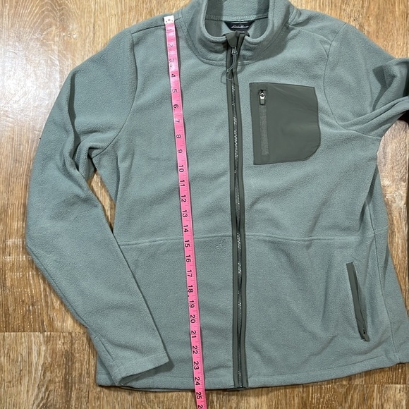 Eddie Bauer Fleece Jacket Full Zip Pockets Medium M Green EUC - Picture 10 of 12